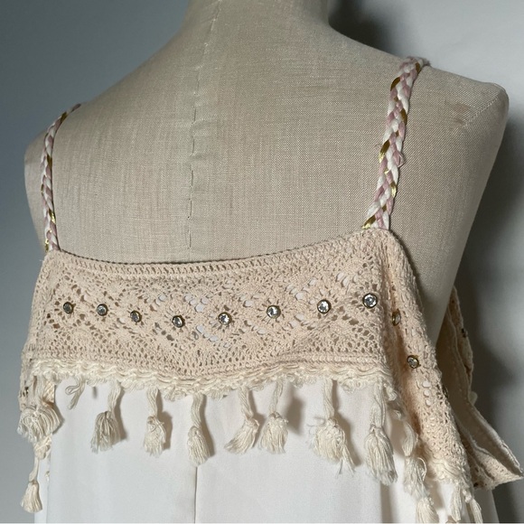 Luxe Moda cream boho off the shoulder flowy top size XL - Picture 5 of 7